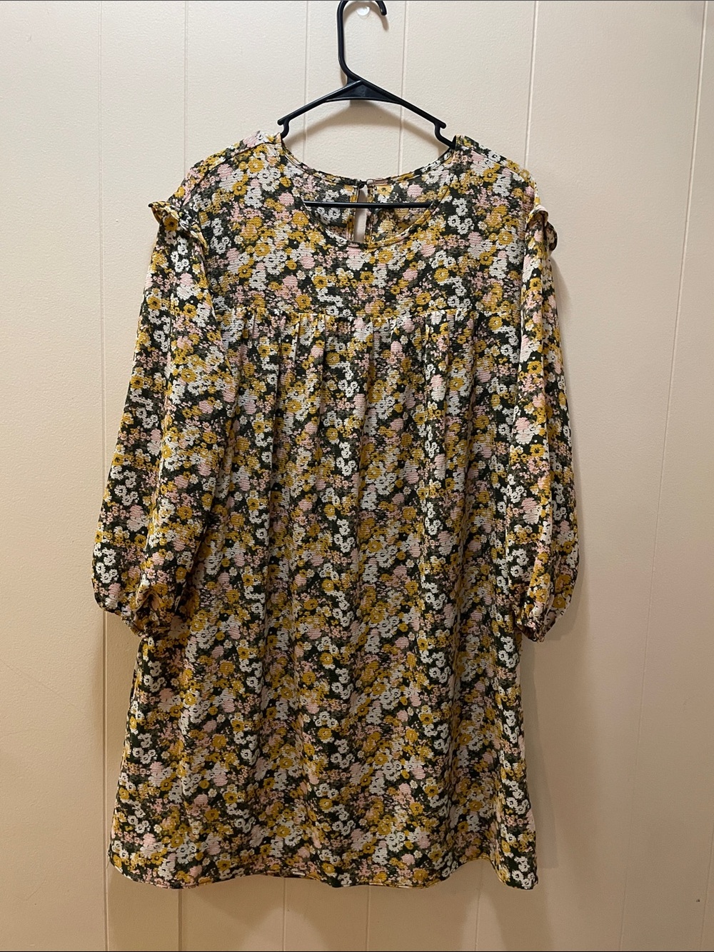 BCBGeneration Floral Mini Dress in Olive, Yellow & Pink